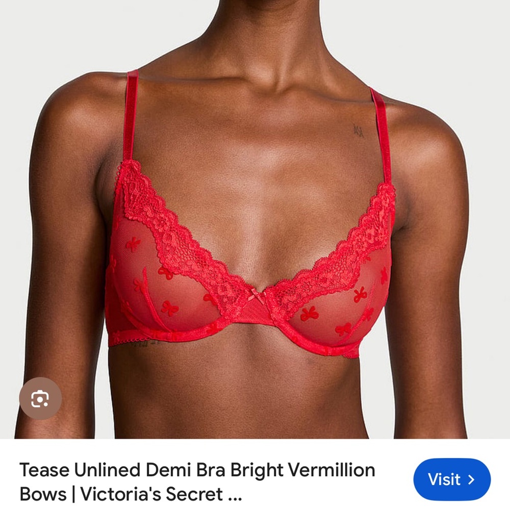 Victoria's Secret Bright Red Lace Demi Bra